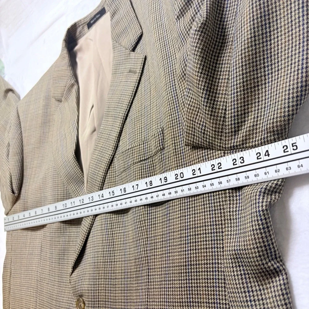 Lauren Ralph‎ Lauren Blazer Mens 48R Brown Excellent Wool Houndstooth Two Button